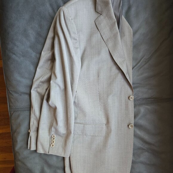 Ermenegildo Zegna Light Grey Silk Suit Jacket Size 44R - Picture 10 of 11